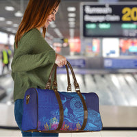 Fijian Tribal Manta Ray Travel Bag Masi Motif with Coral Reef Ocean Vibe LT03 - Polynesian Pride