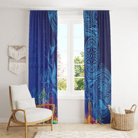 Fijian Tribal Manta Ray Window Curtain Masi Motif with Coral Reef Ocean Vibe LT03 - Polynesian Pride