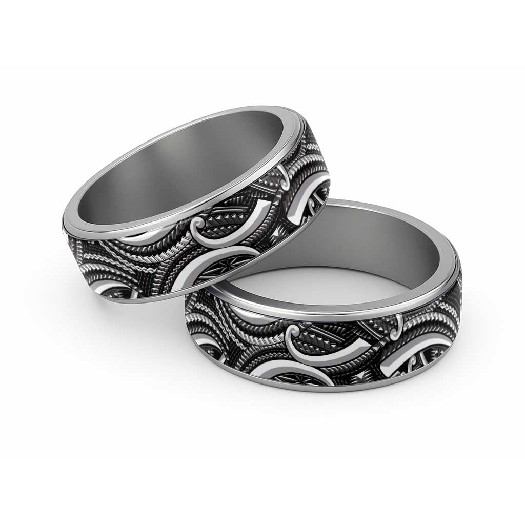 Traditional Samoan Tattoo Art White Color Classic Ring - Polynesian Pride