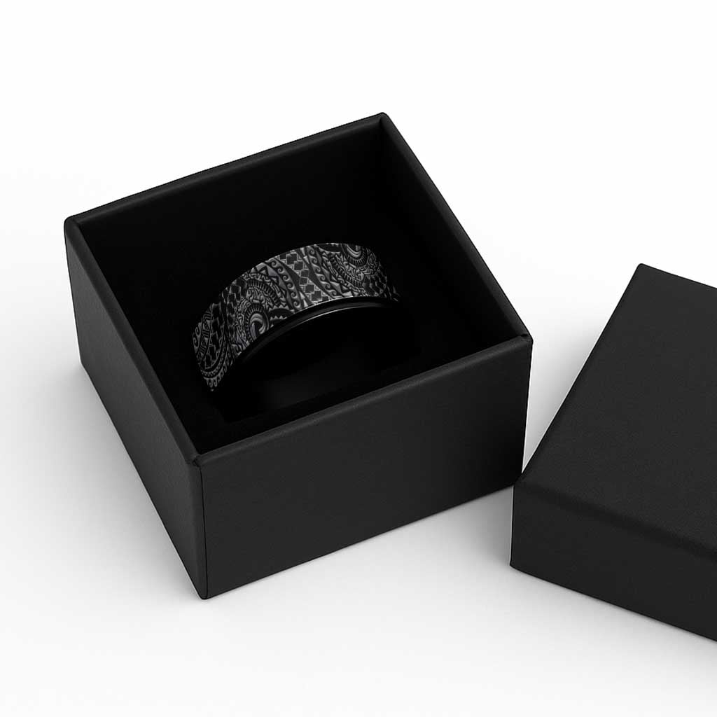 Traditional Polynesian Maori Tattoo Silver Art Spinner Ring - Polynesian Pride