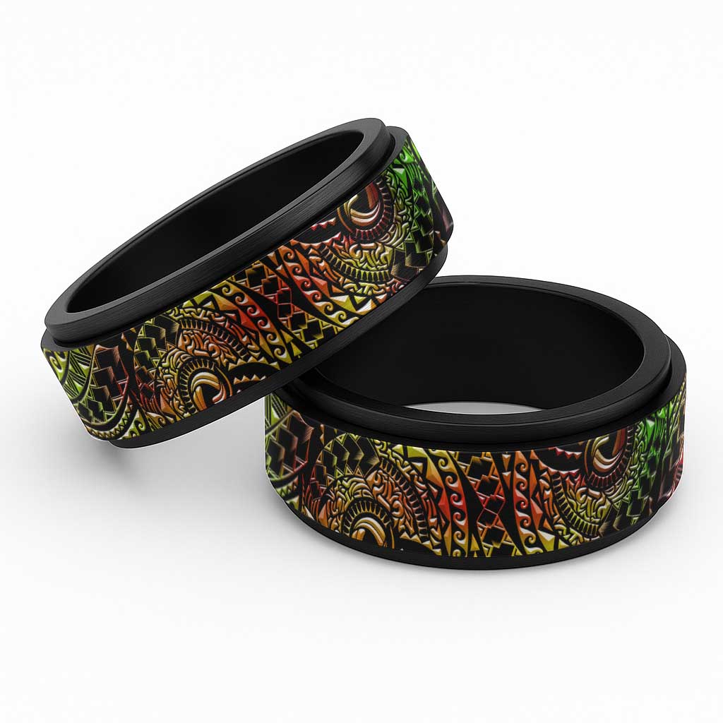 Traditional Polynesian Maori Tattoo Reggae Art Spinner Ring - Polynesian Pride