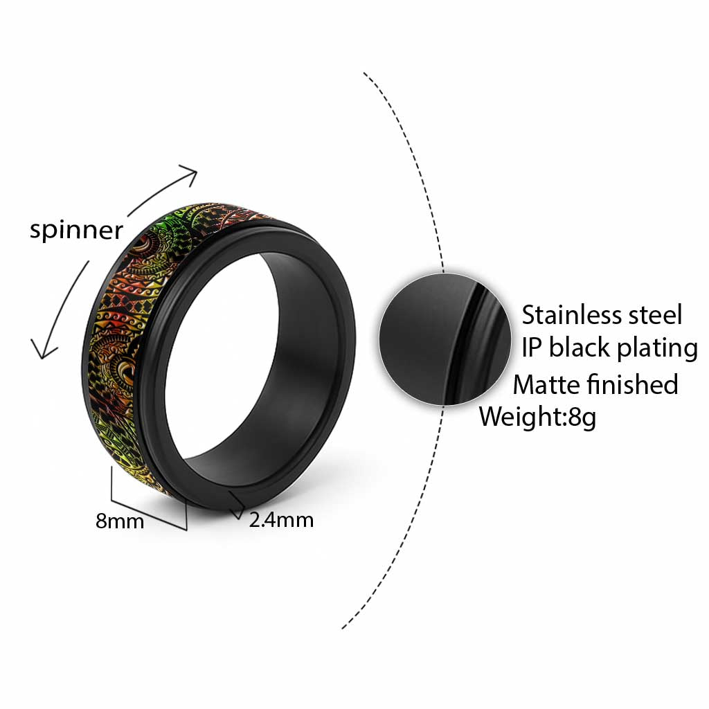 Traditional Polynesian Maori Tattoo Reggae Art Spinner Ring - Polynesian Pride