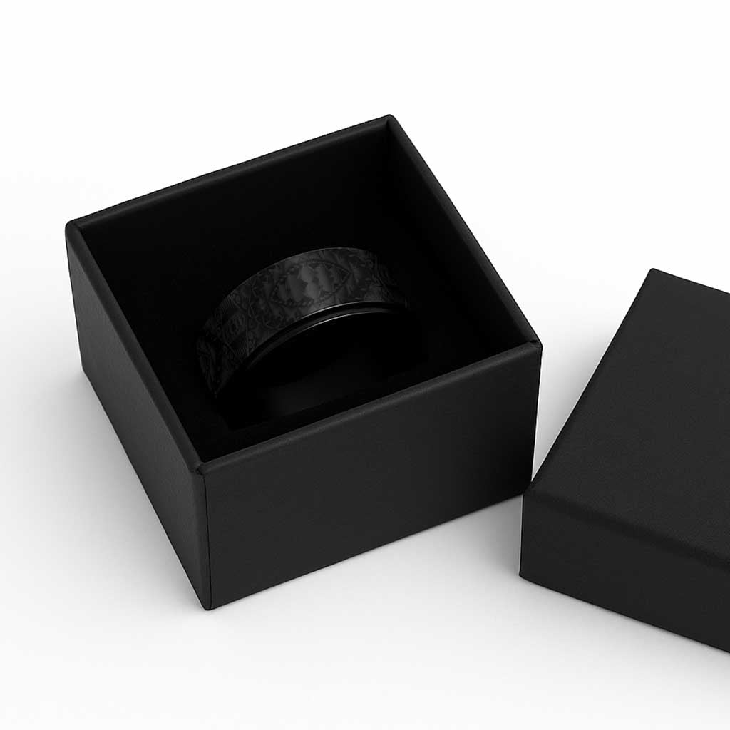 Traditional Samoa Maori Ornament Style Black Color Spinner Ring - Polynesian Pride
