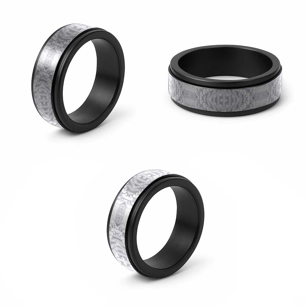 Traditional Samoa Maori Ornament Style White Color Spinner Ring - Polynesian Pride