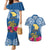 Hawaii Lanai Island Couples Matching Mermaid Dress and Hawaiian Shirt Hibiscus Turle and Map with Polynesian Spiral LT03 Blue - Polynesian Pride
