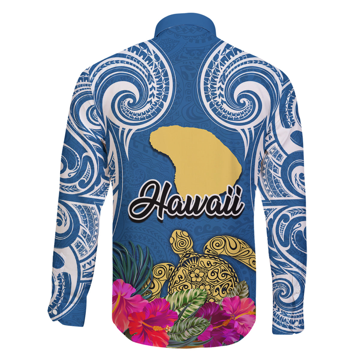 Hawaii Lanai Island Family Matching Summer Maxi Dress and Hawaiian Shirt Hibiscus Turle and Map with Polynesian Spiral LT03 - Polynesian Pride