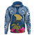 Hawaii Lanai Island Hoodie Hibiscus Turle and Map with Polynesian Spiral LT03 Pullover Hoodie Blue - Polynesian Pride