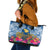 Hawaii Lanai Island Leather Tote Bag Hibiscus Turle and Map with Polynesian Spiral LT03 Blue - Polynesian Pride