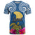 Hawaii Lanai Island T Shirt Hibiscus Turle and Map with Polynesian Spiral LT03 Blue - Polynesian Pride