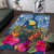 Custom Hawaii Lanai Island Area Rug Hibiscus Turle and Map with Polynesian Spiral LT03 Blue - Polynesian Pride