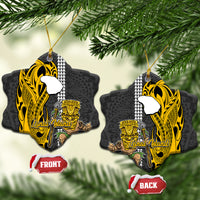 Hawaii Lanai Island Ceramic Ornament Hawaiian Warrior and Kakau Symbols Abstract Tattoo LT03 - Polynesian Pride