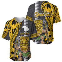 Custom Hawaii Lanai Island Baseball Jersey Hawaiian Warrior and Kakau Symbols Abstract Tattoo LT03 - Polynesian Pride