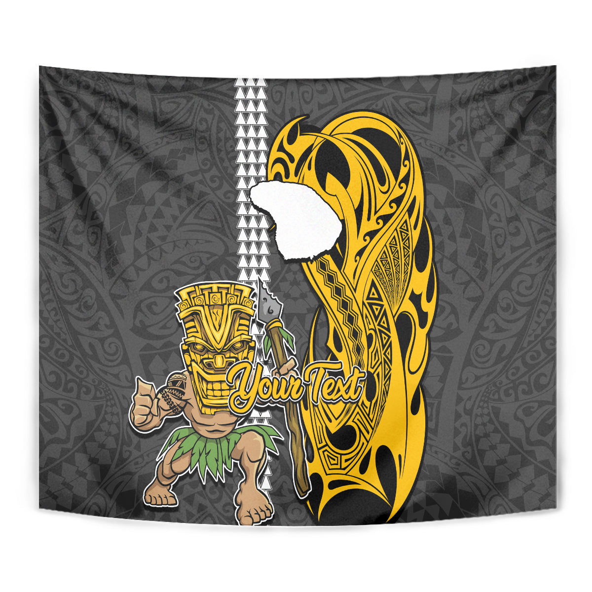 Custom Hawaii Lanai Island Tapestry Hawaiian Warrior and Kakau Symbols Abstract Tattoo LT03 - Polynesian Pride