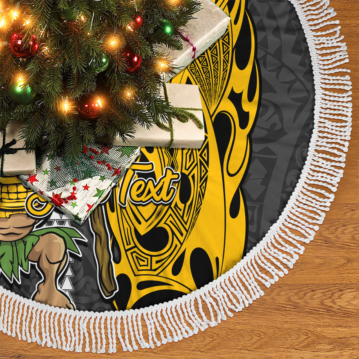 Custom Hawaii Lanai Island Tree Skirt Hawaiian Warrior and Kakau Symbols Abstract Tattoo LT03 - Polynesian Pride