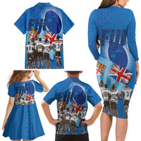 Fiji Rugby Sevens Family Matching Long Sleeve Bodycon Dress and Hawaiian Shirt Commemorate Gold Medal - Rio de Janeiro 2016 LT03 - Polynesian Pride