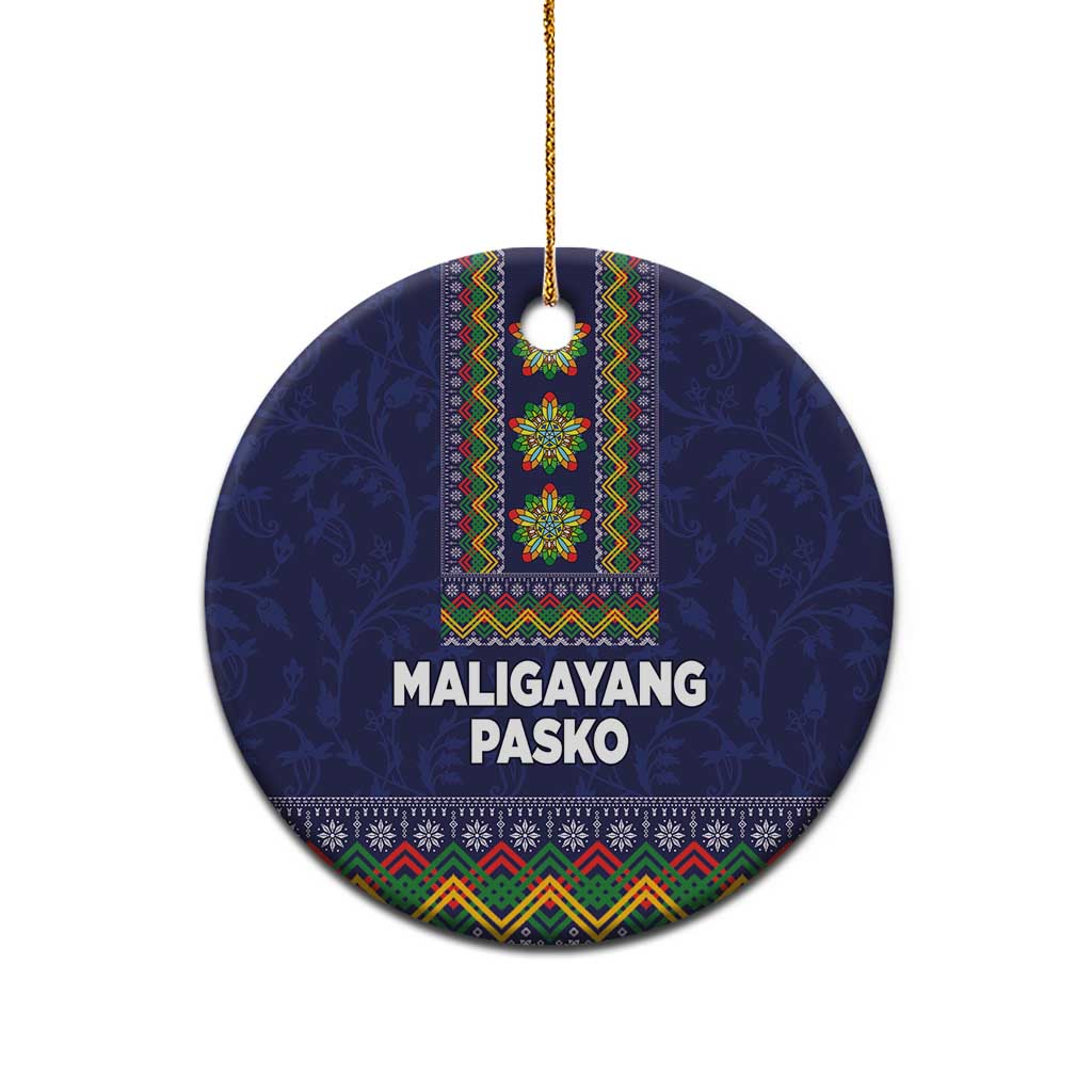Philippines Merry Christmas Ceramic Ornament Maligayang Pasko with Parol and Xmas Pattern Barong Style
