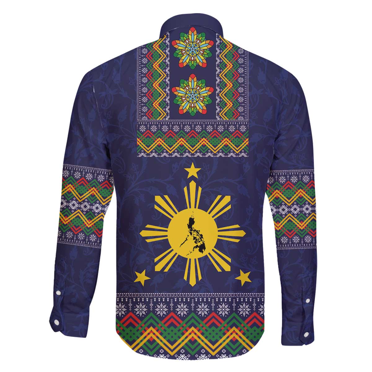 Philippines Merry Christmas Family Matching Off The Shoulder Long Sleeve Dress and Hawaiian Shirt Maligayang Pasko with Parol and Xmas Pattern Barong Style