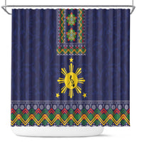 Philippines Merry Christmas Shower Curtain Maligayang Pasko with Parol and Xmas Pattern Barong Style