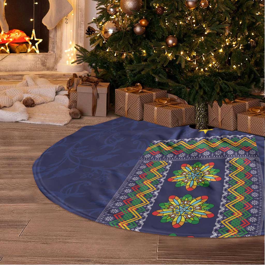Philippines Merry Christmas Tree Skirt Maligayang Pasko with Parol and Xmas Pattern Barong Style