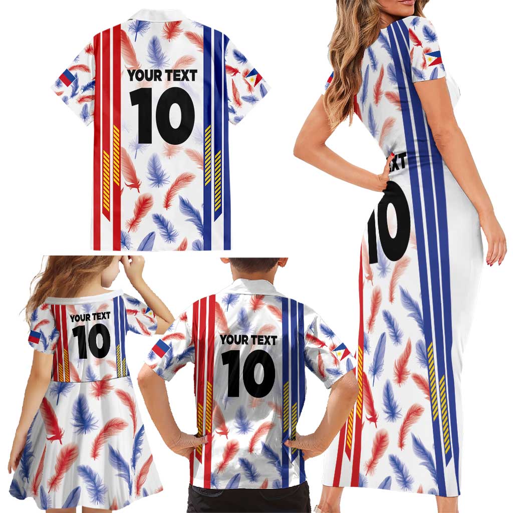 Custom Philippines Champions Football Jersey Family Matching Short Sleeve Bodycon Dress and Hawaiian Shirt