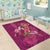 Hawaiian Turtle Love Couple Area Rug - Sweet Hibiscus and Kakau Pattern Rose Color