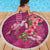 Hawaiian Turtle Love Couple Beach Blanket - Sweet Hibiscus and Kakau Pattern Rose Color