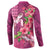 Hawaiian Turtle Love Couple Button Sweatshirt - Sweet Hibiscus and Kakau Pattern Rose Color