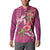 Hawaiian Turtle Love Couple Button Sweatshirt - Sweet Hibiscus and Kakau Pattern Rose Color