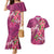 Hawaiian Turtle Love Couple Couples Matching Mermaid Dress and Hawaiian Shirt - Sweet Hibiscus and Kakau Pattern Rose Color