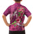 Hawaiian Turtle Love Couple Family Matching Long Sleeve Bodycon Dress and Hawaiian Shirt - Sweet Hibiscus and Kakau Pattern Rose Color