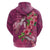 Hawaiian Turtle Love Couple Hoodie - Sweet Hibiscus and Kakau Pattern Rose Color