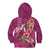 Hawaiian Turtle Love Couple Kid Hoodie - Sweet Hibiscus and Kakau Pattern Rose Color