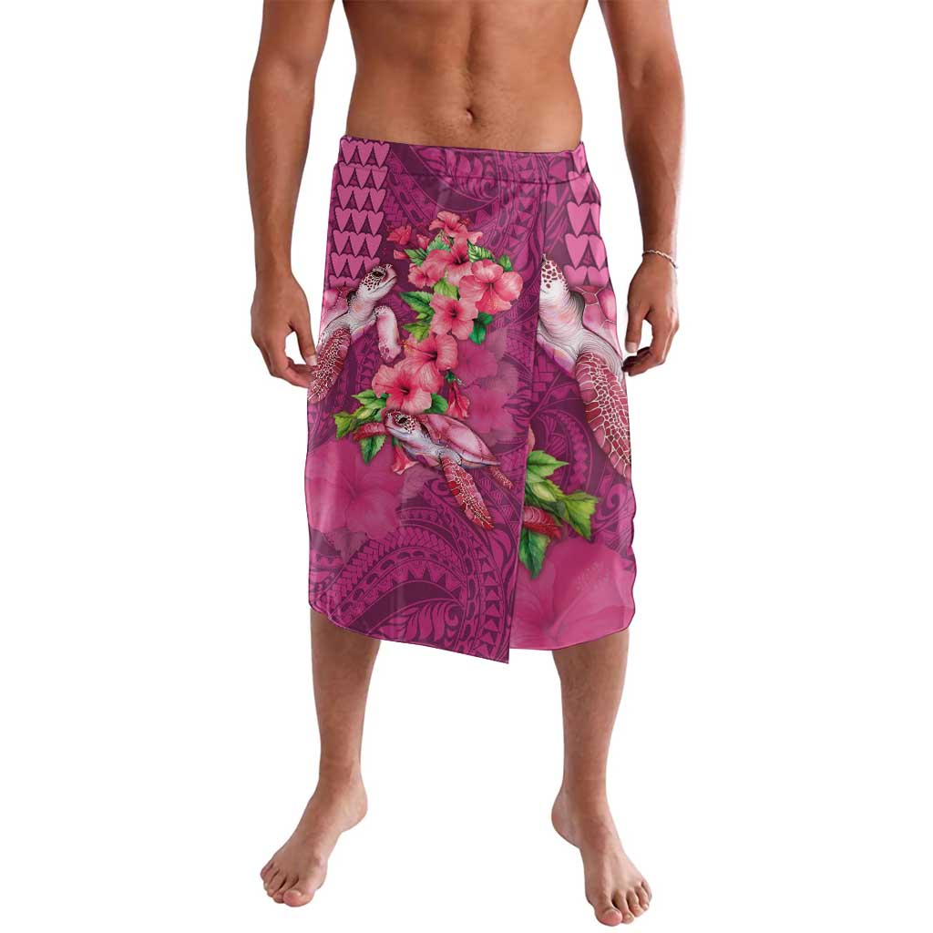 Hawaiian Turtle Love Couple Lavalava - Sweet Hibiscus and Kakau Pattern Rose Color