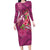 Hawaiian Turtle Love Couple Long Sleeve Bodycon Dress - Sweet Hibiscus and Kakau Pattern Rose Color