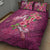 Hawaiian Turtle Love Couple Quilt Bed Set - Sweet Hibiscus and Kakau Pattern Rose Color