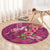 Hawaiian Turtle Love Couple Round Carpet - Sweet Hibiscus and Kakau Pattern Rose Color