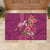 Hawaiian Turtle Love Couple Rubber Doormat - Sweet Hibiscus and Kakau Pattern Rose Color