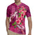 Hawaiian Turtle Love Couple Rugby Jersey - Sweet Hibiscus and Kakau Pattern Rose Color