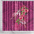 Hawaiian Turtle Love Couple Shower Curtain - Sweet Hibiscus and Kakau Pattern Rose Color