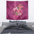 Hawaiian Turtle Love Couple Tapestry - Sweet Hibiscus and Kakau Pattern Rose Color