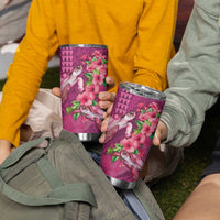 Hawaiian Turtle Love Couple Tumbler Cup Sweet Hibiscus and Kakau Pattern Rose Color