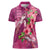 Hawaiian Turtle Love Couple Women Polo Shirt - Sweet Hibiscus and Kakau Pattern Rose Color