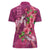 Hawaiian Turtle Love Couple Women Polo Shirt - Sweet Hibiscus and Kakau Pattern Rose Color