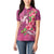 Hawaiian Turtle Love Couple Women Polo Shirt - Sweet Hibiscus and Kakau Pattern Rose Color