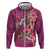 Hawaiian Turtle Love Couple Zip Hoodie - Sweet Hibiscus and Kakau Pattern Rose Color