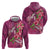 Hawaiian Turtle Love Couple Zip Hoodie - Sweet Hibiscus and Kakau Pattern Rose Color