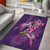 Hawaiian Turtle Love Couple Area Rug - Sweet Hibiscus and Kakau Pattern Deep Purple Color