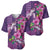 Hawaiian Turtle Love Couple Baseball Jersey - Sweet Hibiscus and Kakau Pattern Deep Purple Color