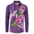 Hawaiian Turtle Love Couple Button Sweatshirt - Sweet Hibiscus and Kakau Pattern Deep Purple Color