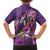 Hawaiian Turtle Love Couple Family Matching Off The Shoulder Long Sleeve Dress and Hawaiian Shirt - Sweet Hibiscus and Kakau Pattern Deep Purple Color